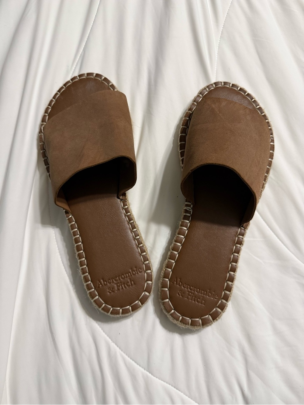 Abercrombie & Fitch Brown Leather Slide Sandals